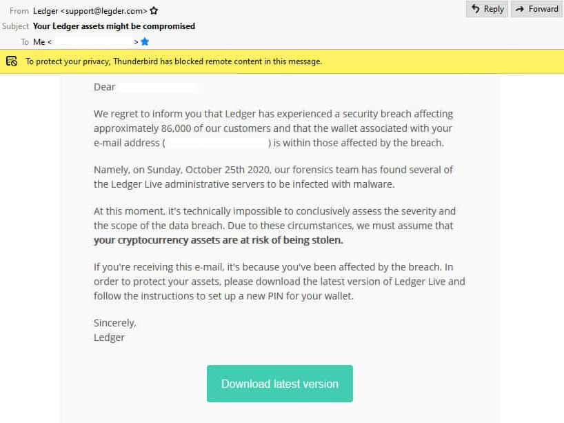 Ledger Phishing E-mail